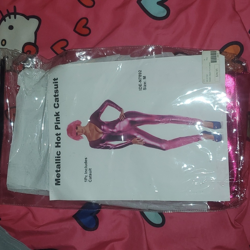 Pink shiny cat suit